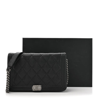 Chanel Caviar Quilted Boy Wallet On Chain WOC Black 12 of 12