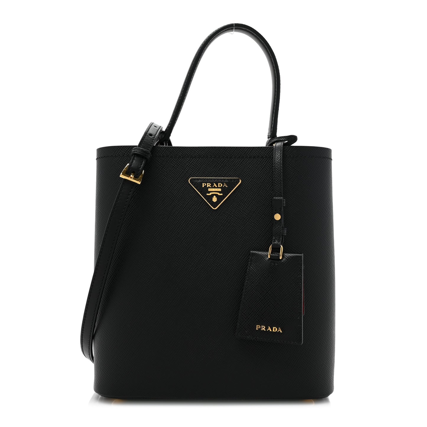 Saffiano Cuir Medium Panier Bucket Bag Black Fuoco