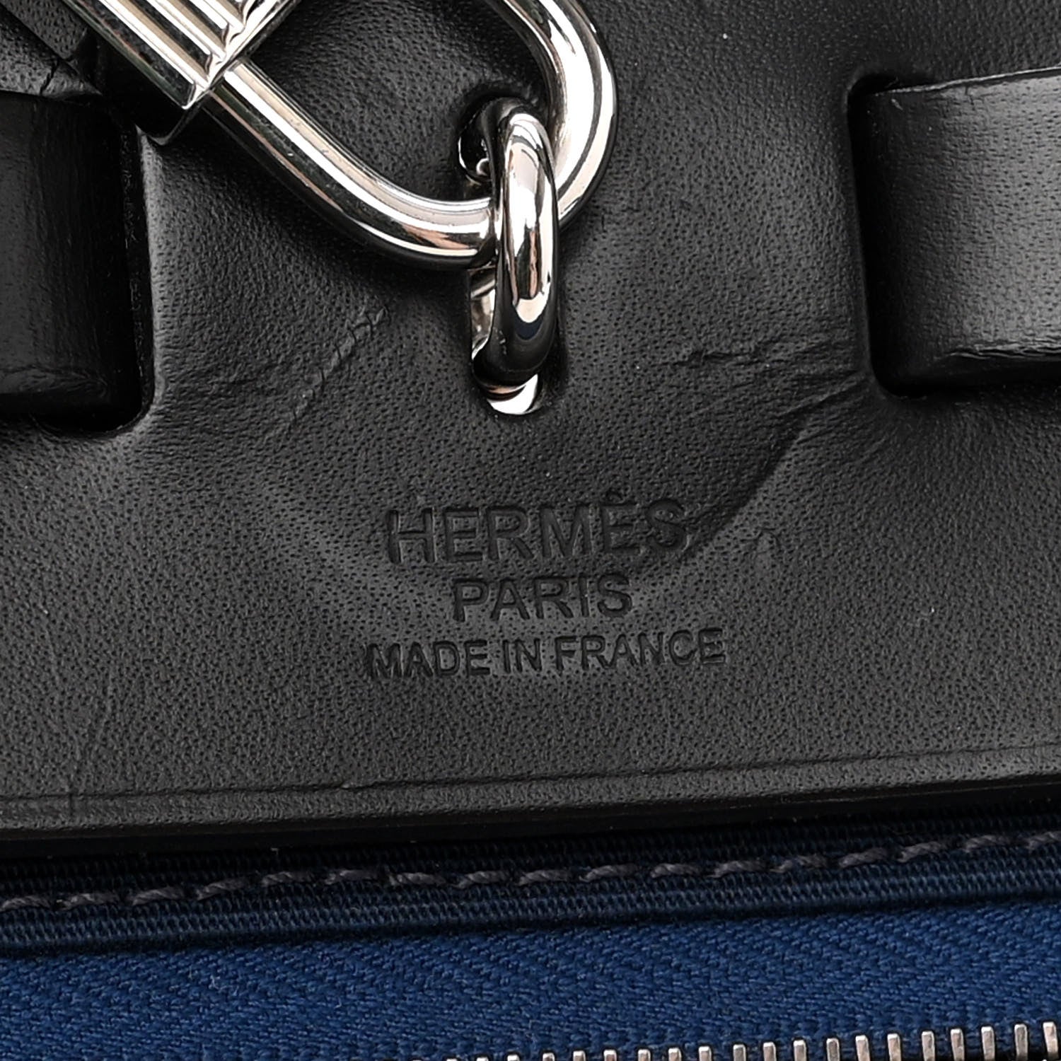 Hermes Military Toile Vache Hunter Herbag Zip PM 31 Bleu De Malte Black 6 of 14