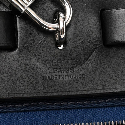 Hermes Military Toile Vache Hunter Herbag Zip PM 31 Bleu De Malte Black 6 of 14