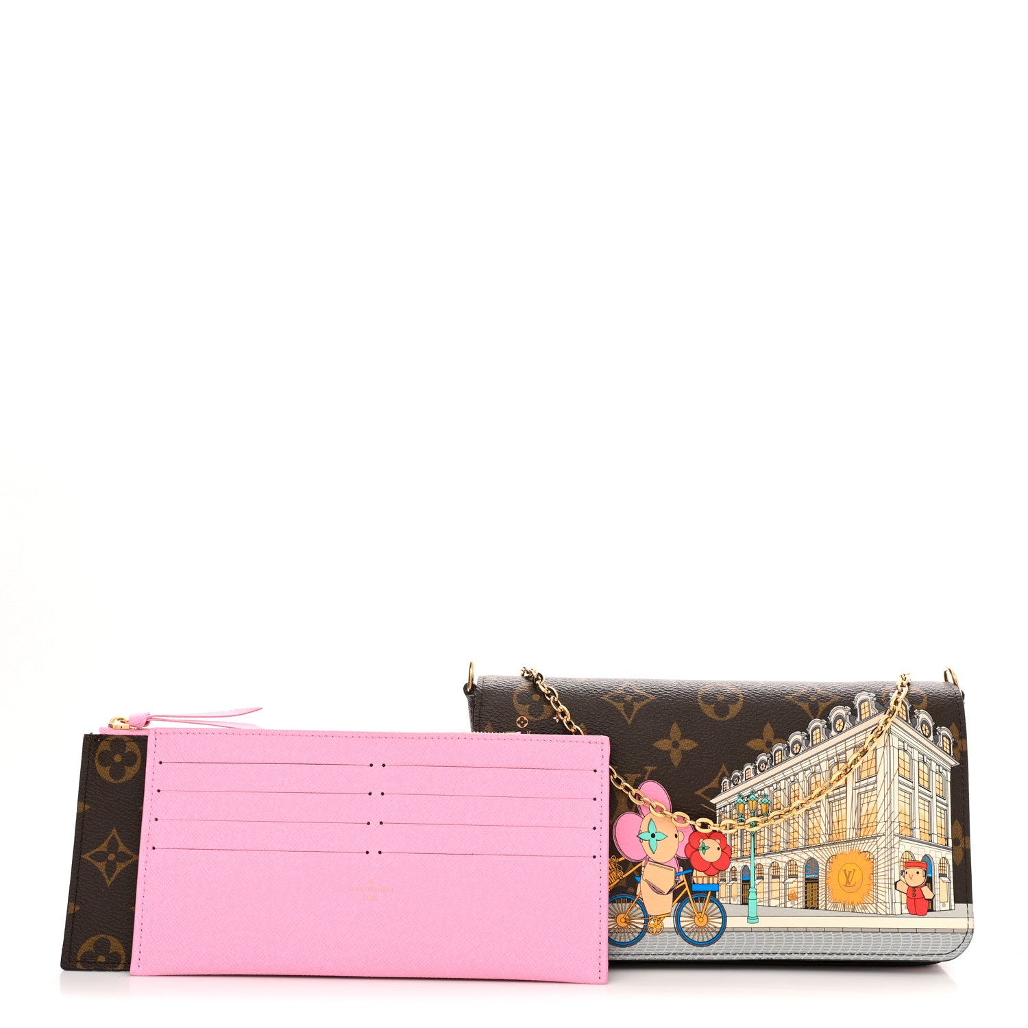 Louis Vuitton Monogram 2022 Christmas Animation Paris Pochette Felicie Chain Wallet Pink 1 of 11