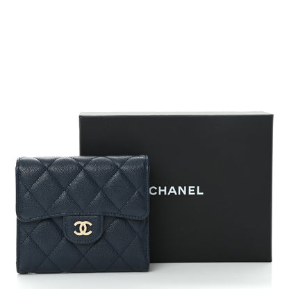 Chanel Caviar Quilted Compact Flap Wallet Navy 12 of 12