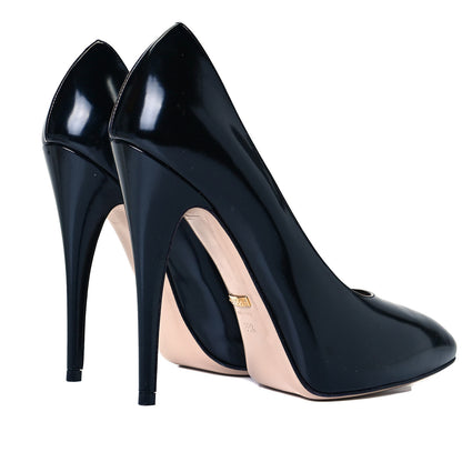 Gucci Polished Calfskin Removable Pearly Bow Elaisa Platform High Heel Pumps 38.5 Black 4 of 8