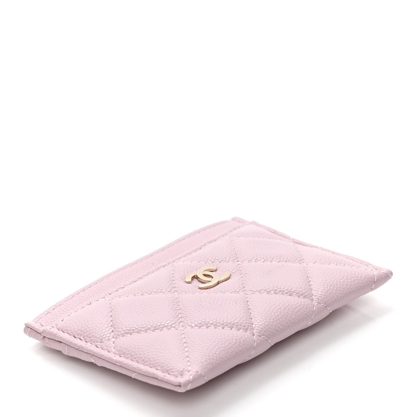 Caviar Quilted Card Holder Light Pink