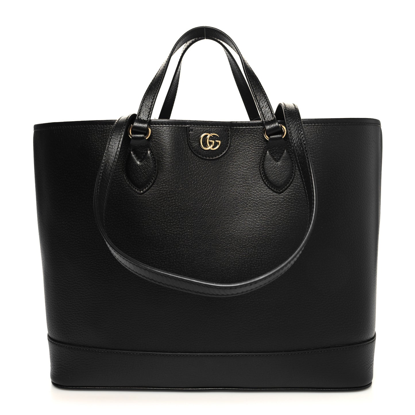 Textured Dollar Calfskin Medium Ophidia Shoulder Tote Bag Black