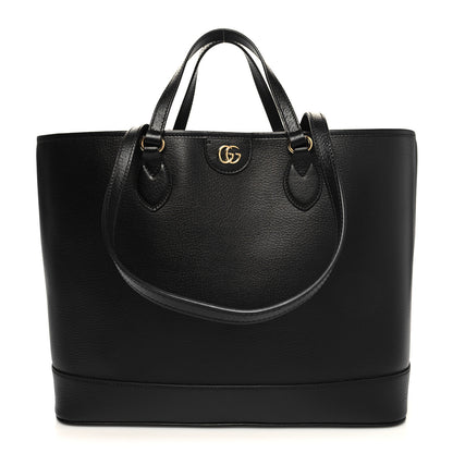Gucci Textured Dollar Calfskin Medium Ophidia Shoulder Tote Bag Black 1 of 10