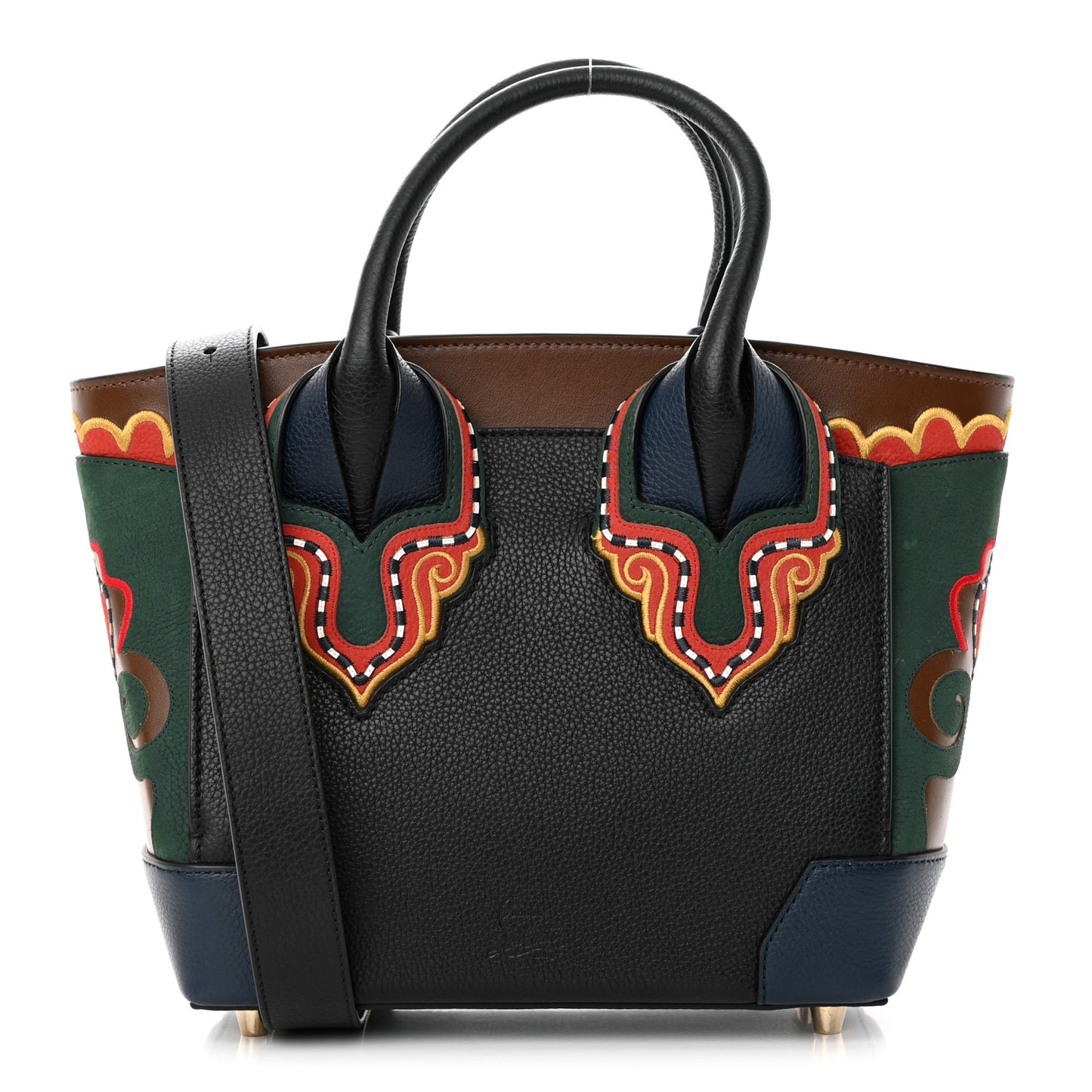 Grained Calfskin Embroidered Small Eloise Tote Black Multicolor