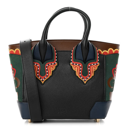 Christian Louboutin Grained Calfskin Embroidered Small Eloise Tote Black Multicolor 1 of 16
