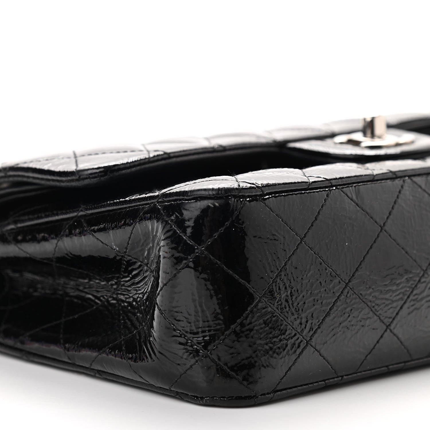 Chanel Distressed Patent Quilted Medium Double Flap Black 9 of 14
