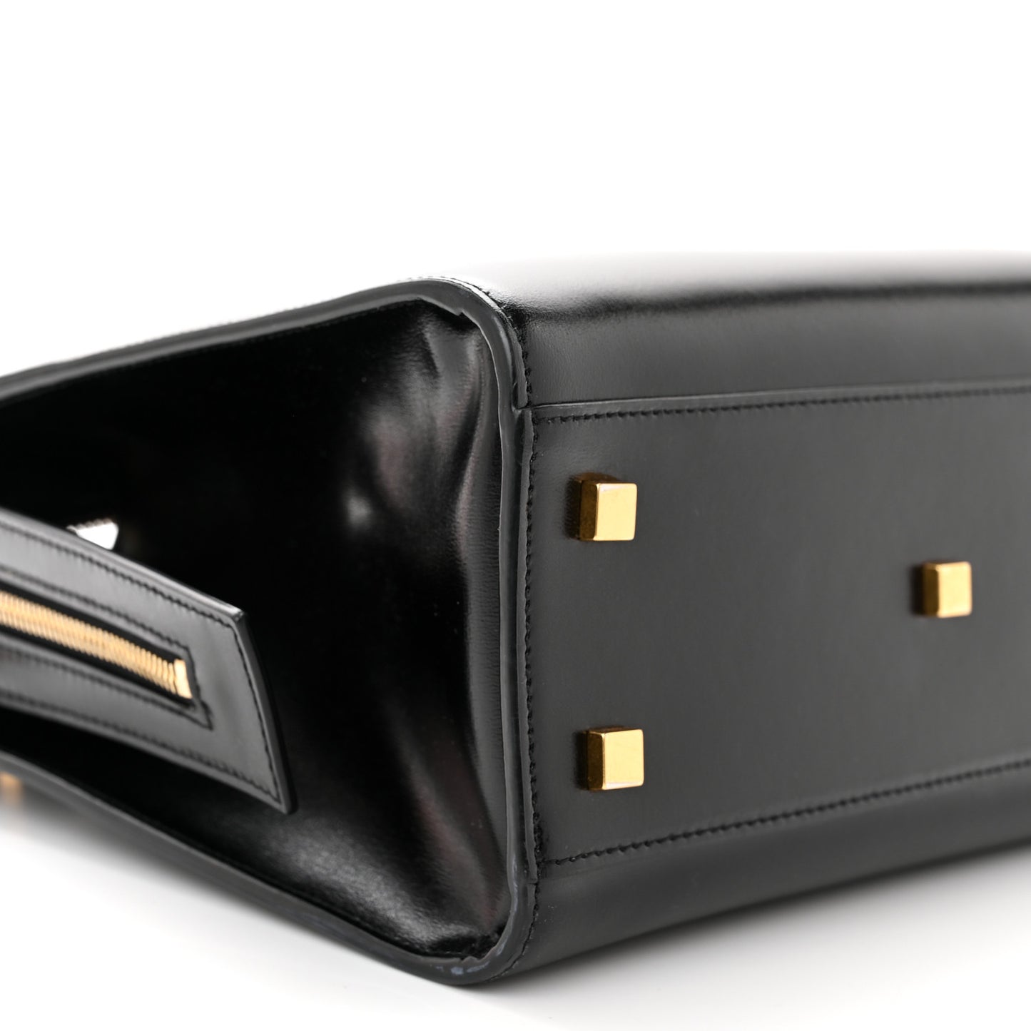 SAINT LAURENT Shiny Calfskin Small Uptown Tote Black