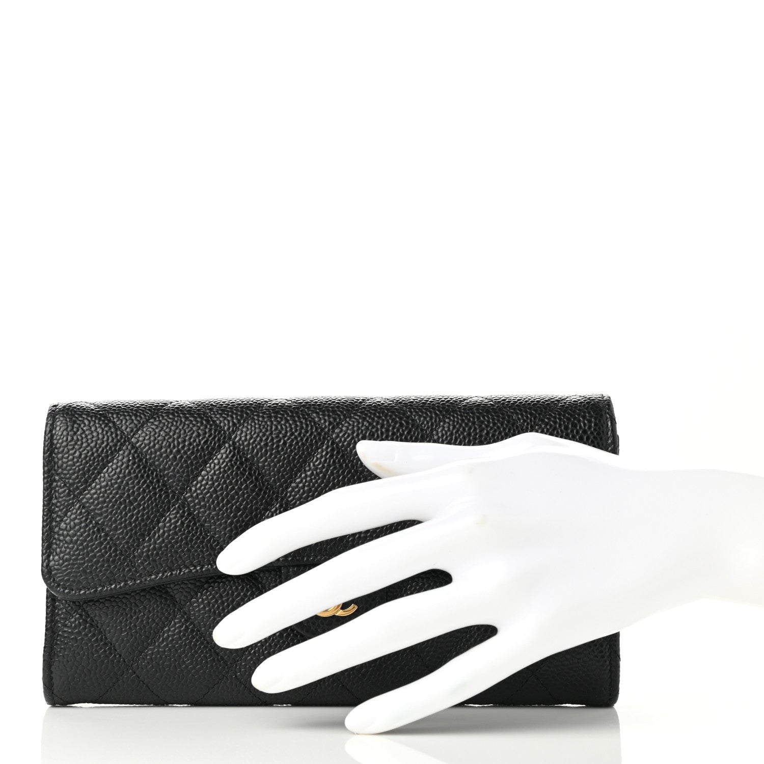 Chanel Caviar Quilted Large Gusset Flap Wallet Black 2 of 9