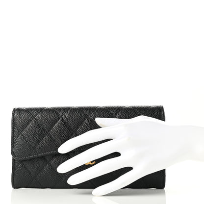 Chanel Caviar Quilted Large Gusset Flap Wallet Black 2 of 9