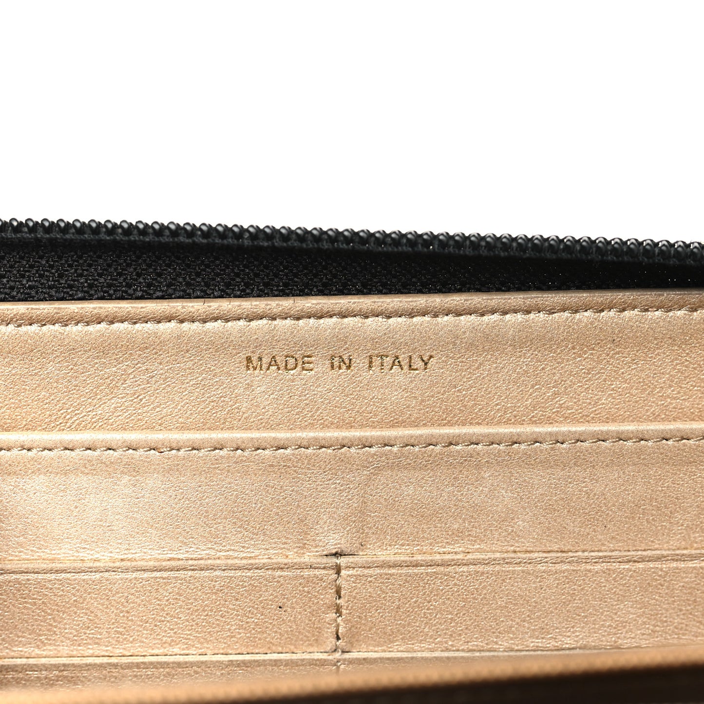 Lambskin Camellia Embossed Large Zip Around Gusset Wallet Black