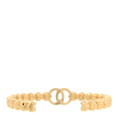 Chanel Crystal CC Heart Link Cuff M Bracelet Gold 3 of 6