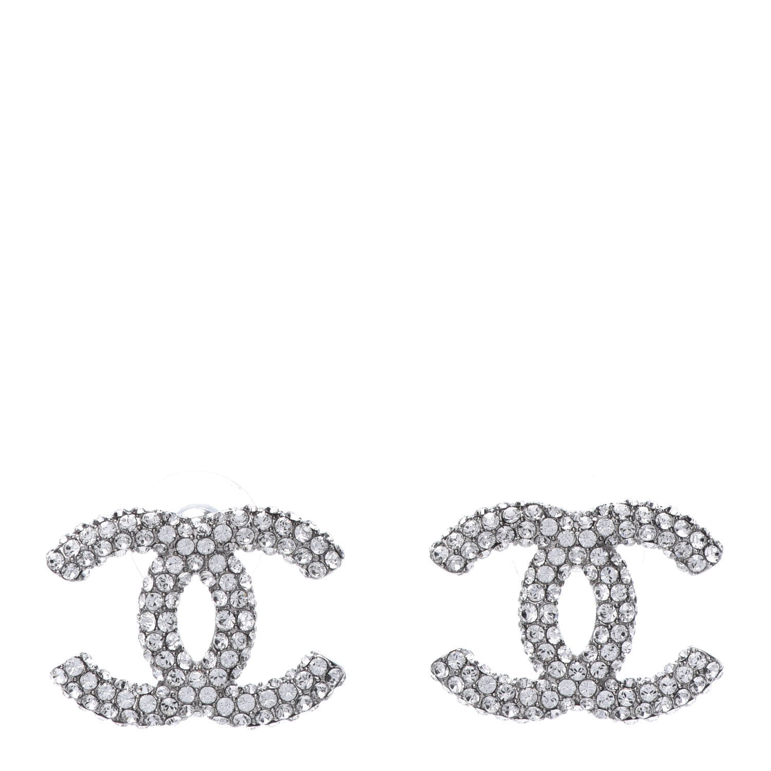Chanel Crystal CC Earrings Silver 1 of 5