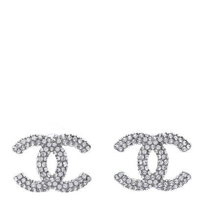 Chanel Crystal CC Earrings Silver 1 of 5