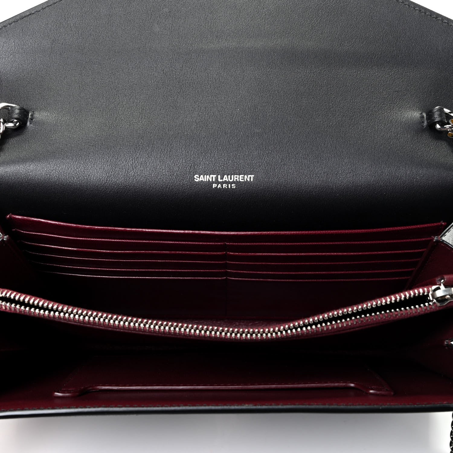Saint Laurent Calfskin Lizard Embossed Monogram Cassandra Chain Wallet Black 4 of 4