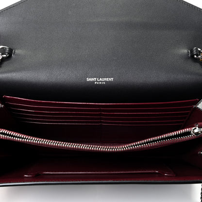 Saint Laurent Calfskin Lizard Embossed Monogram Cassandra Chain Wallet Black 4 of 4