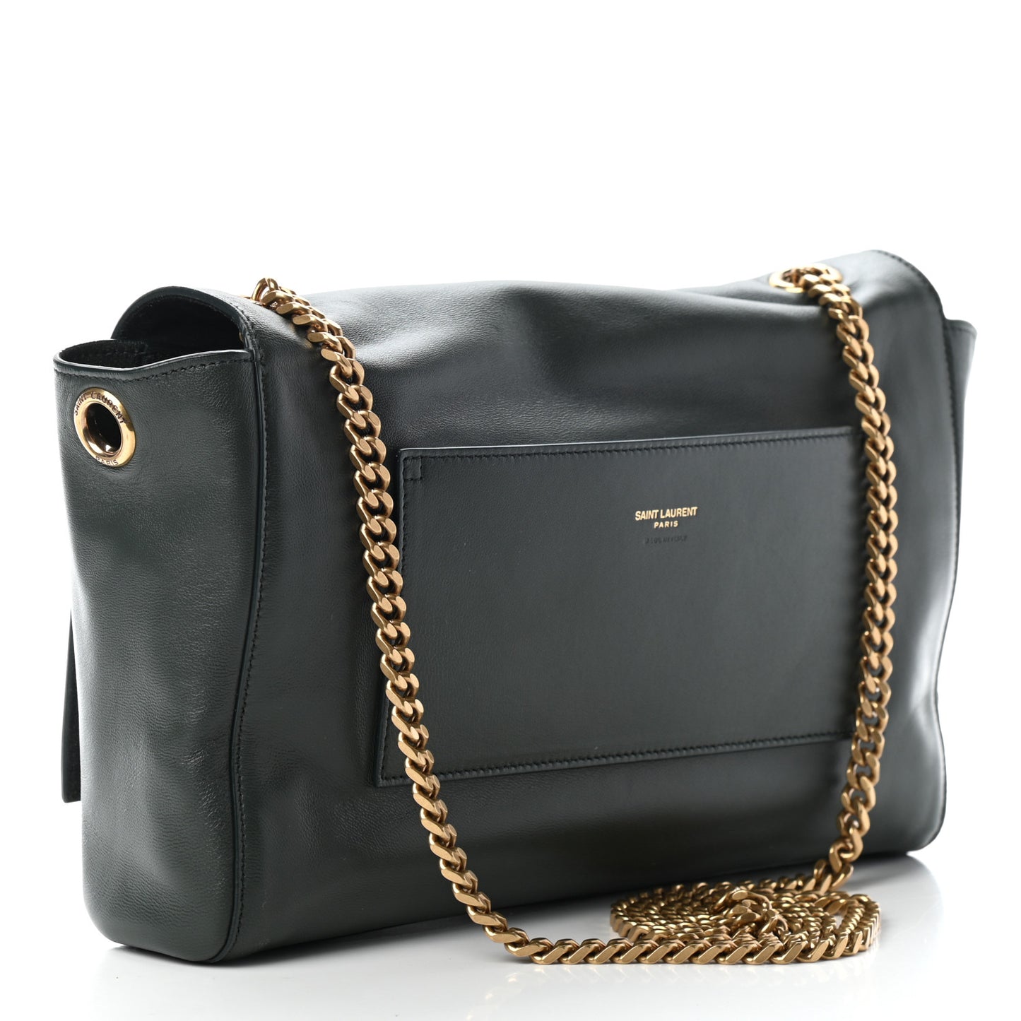 Smooth Calfskin Suede Medium Reversible Monogram Kate Satchel Olive