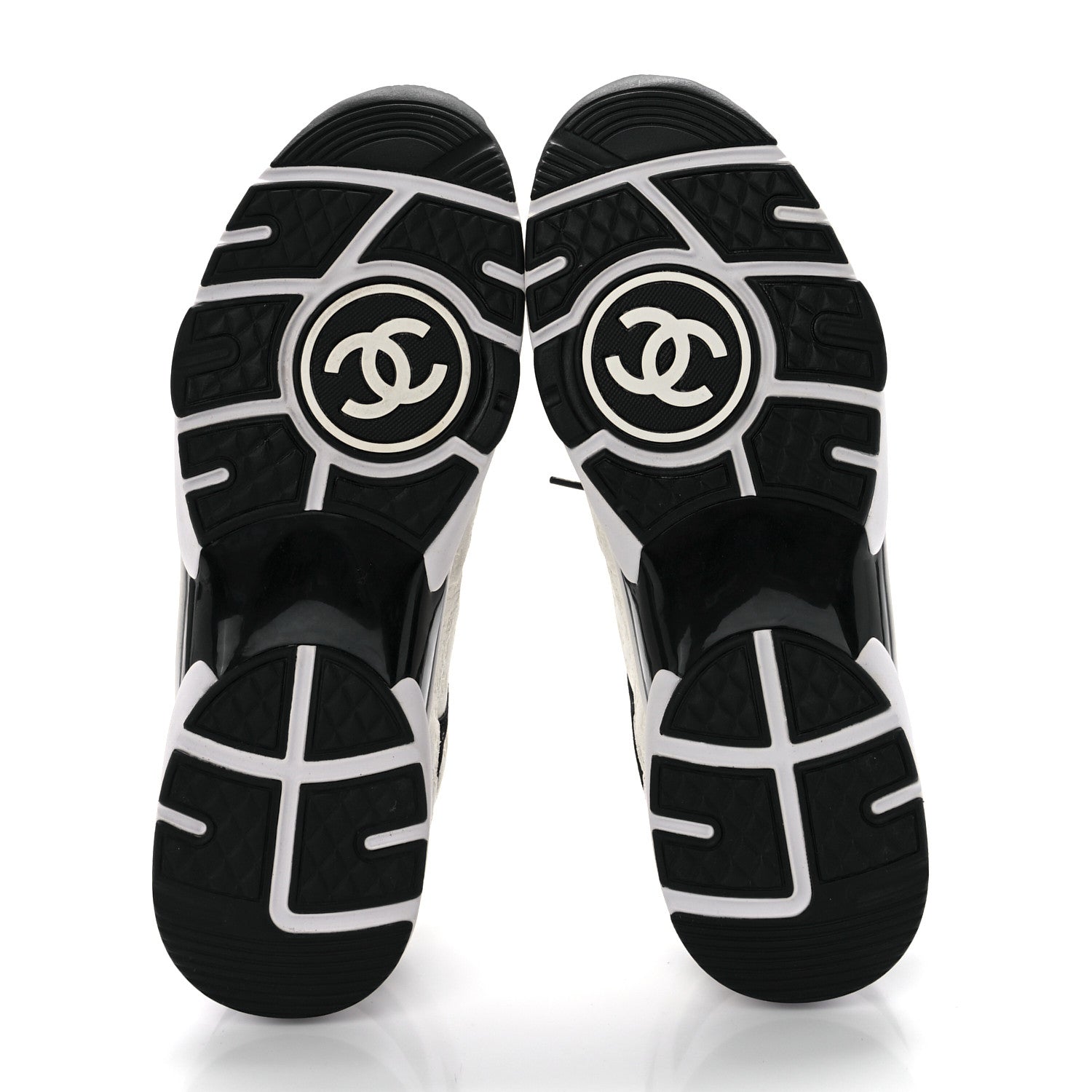 Chanel Suede Calfskin Printed CC Sneakers 43 White Black 5 of 8