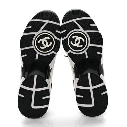 Chanel Suede Calfskin Printed CC Sneakers 43 White Black 5 of 8