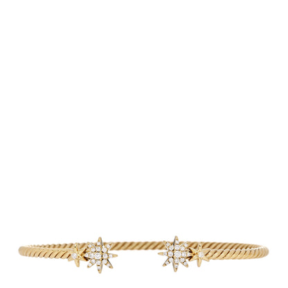 David Yurman 18K Yellow Gold Diamond Petite Starburst Cable Bracelet 1 of 4