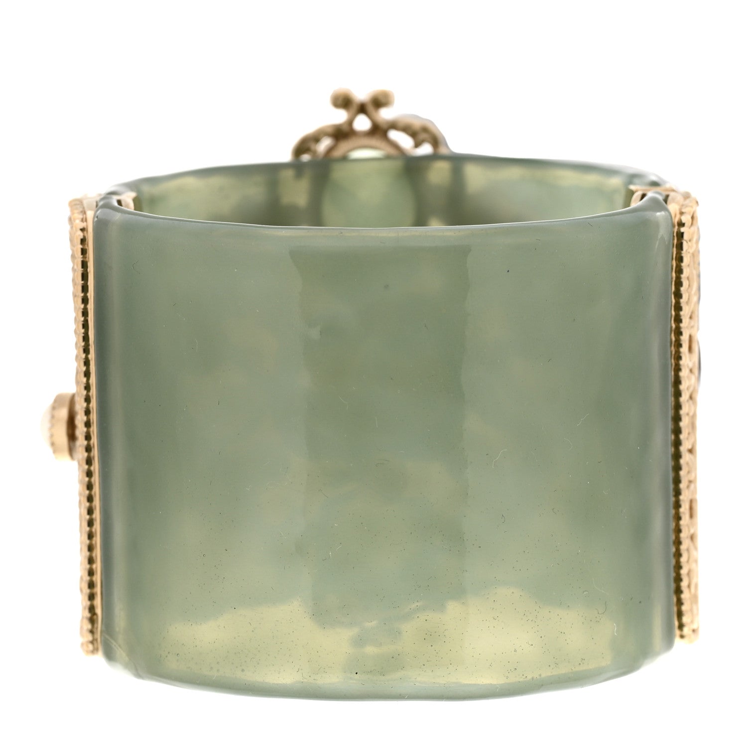 Chanel Resin Gripoix Pearl CC Cuff Green 3 of 4