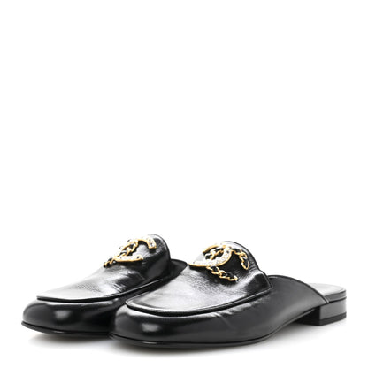 Chanel Shiny Calfskin Crystal CC Mules 39 Black 4 of 9