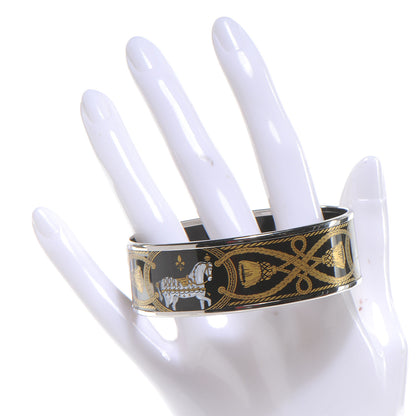 Hermes Enamel Printed Wide Grand Apparat Bracelet 70 Black 2 of 6