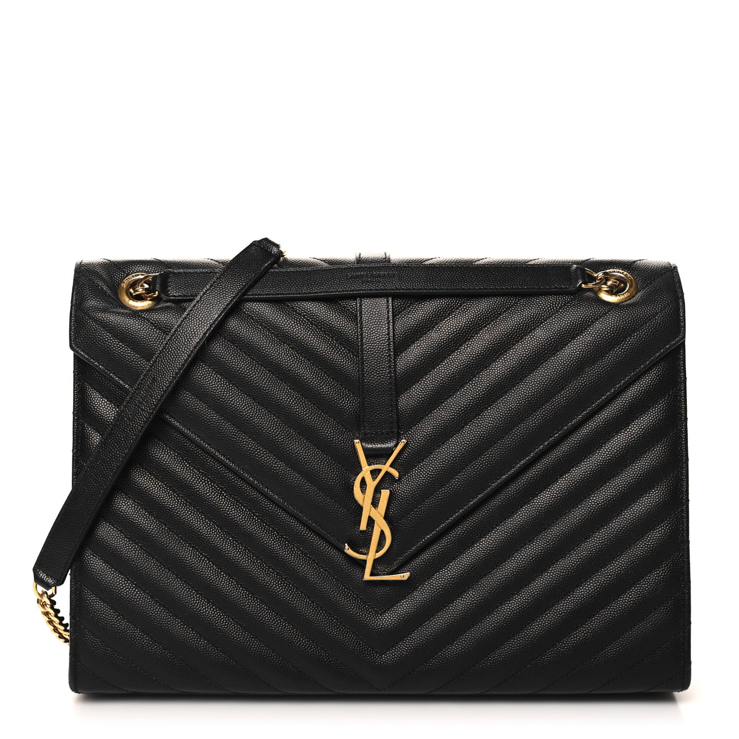 Grain De Poudre Matelasse Chevron Large Monogram Satchel Black