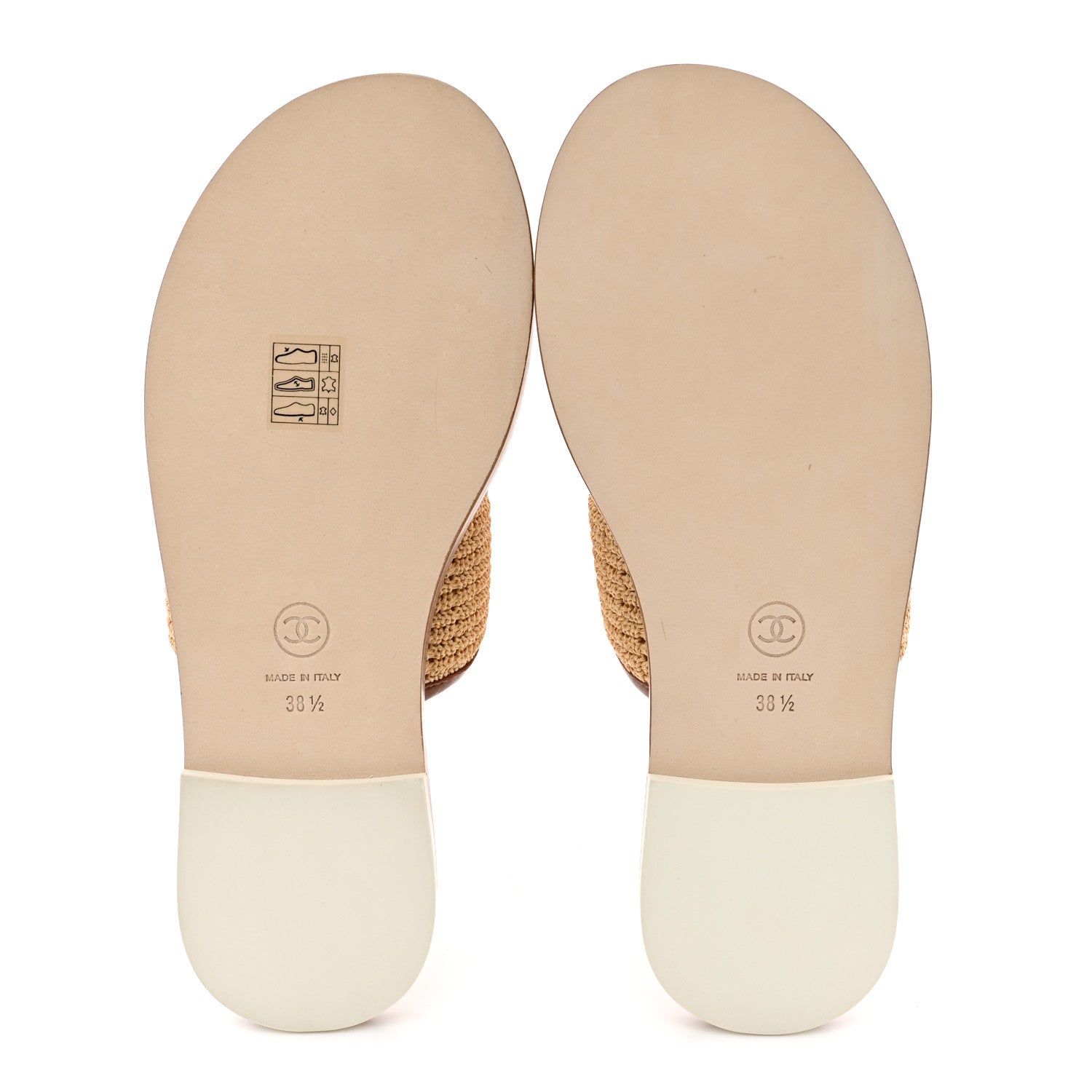 Chanel Raffia Lambskin CC Mules 38.5 Beige Brown 6 of 10