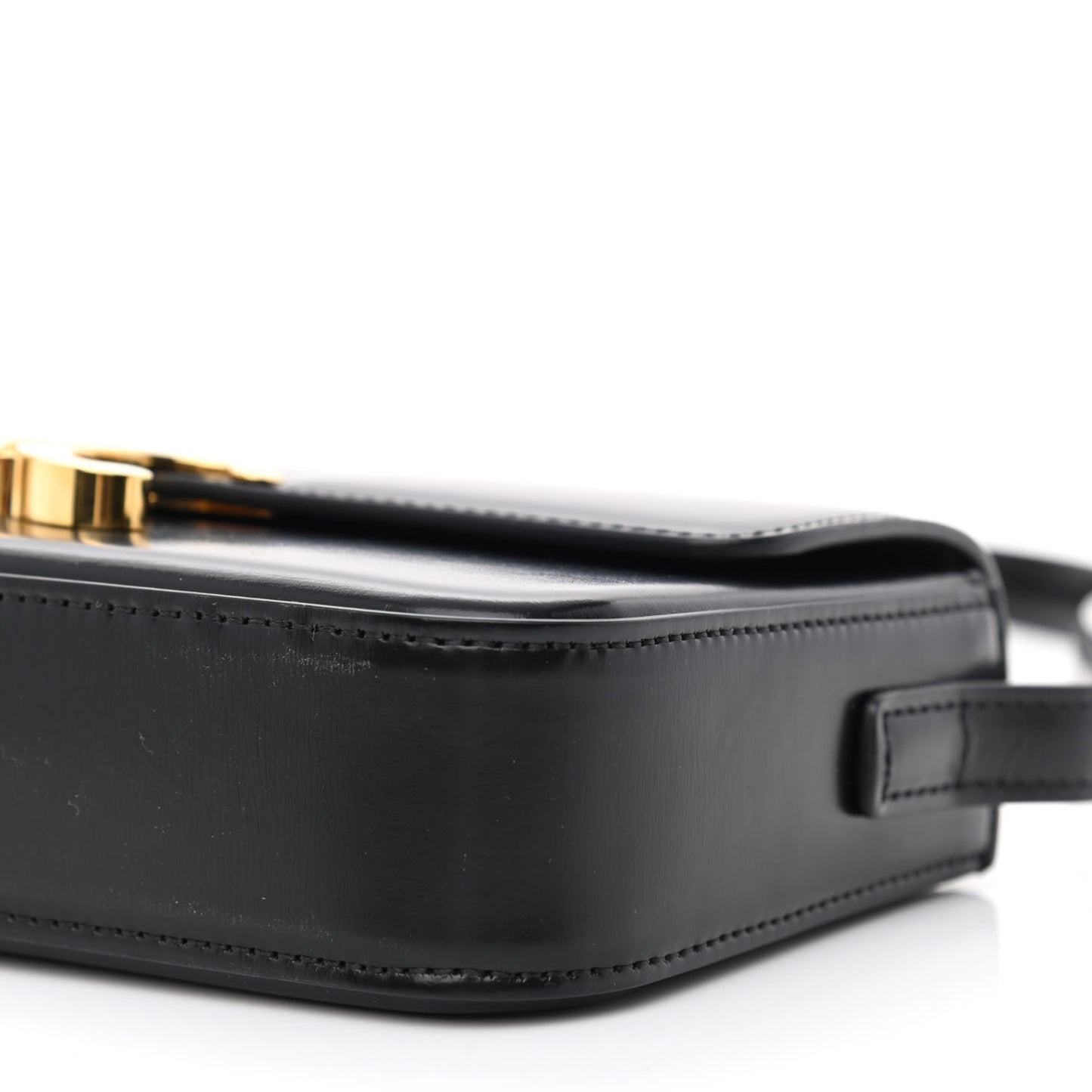 Shiny Calfskin Triomphe Shoulder Bag Black