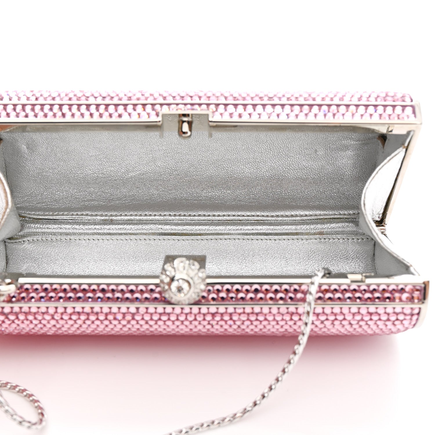 Judith Leiber Swarovski Crystal Minaudiere Clutch Pink 5 of 12