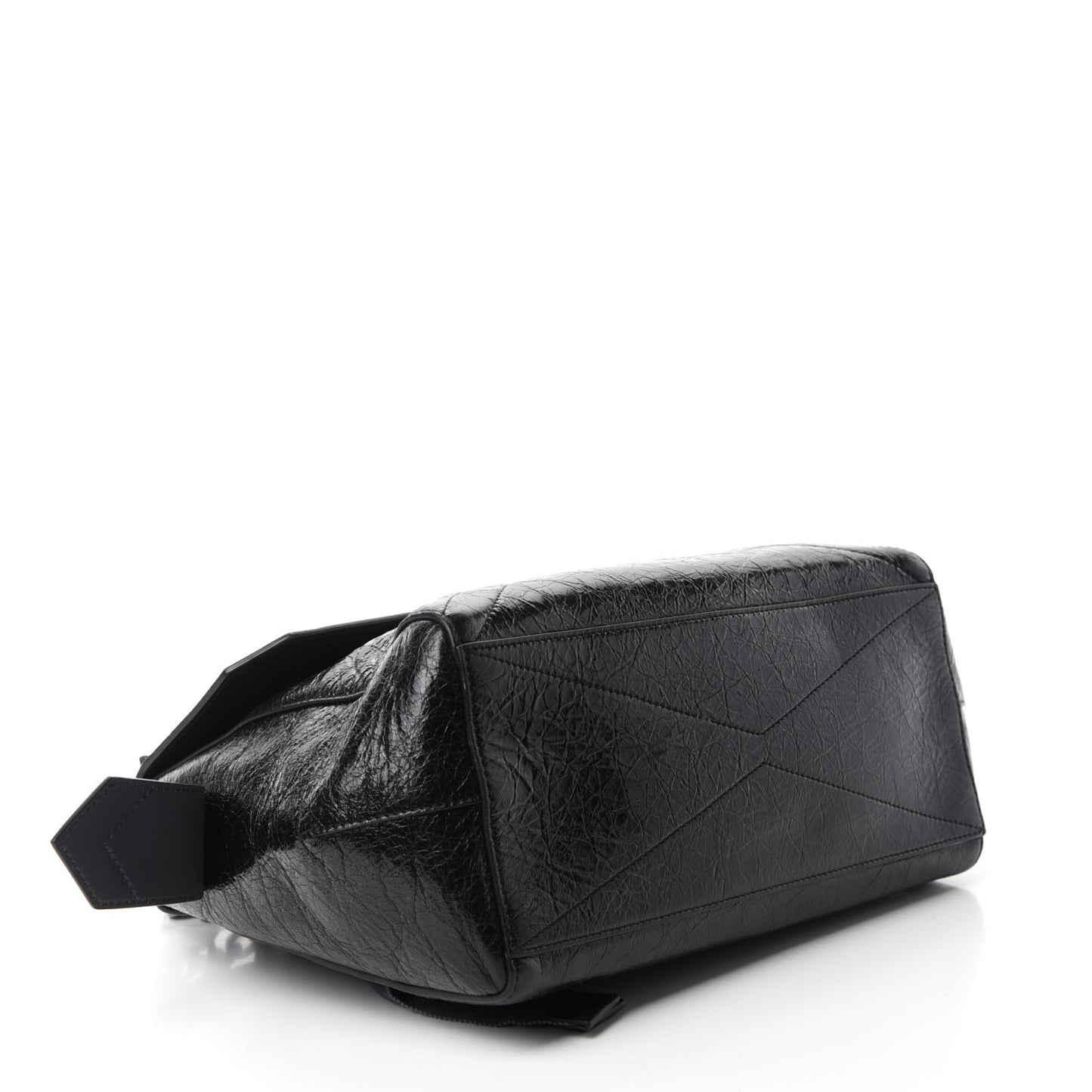 Creased Patent Calfskin Medium ID Flap Black
