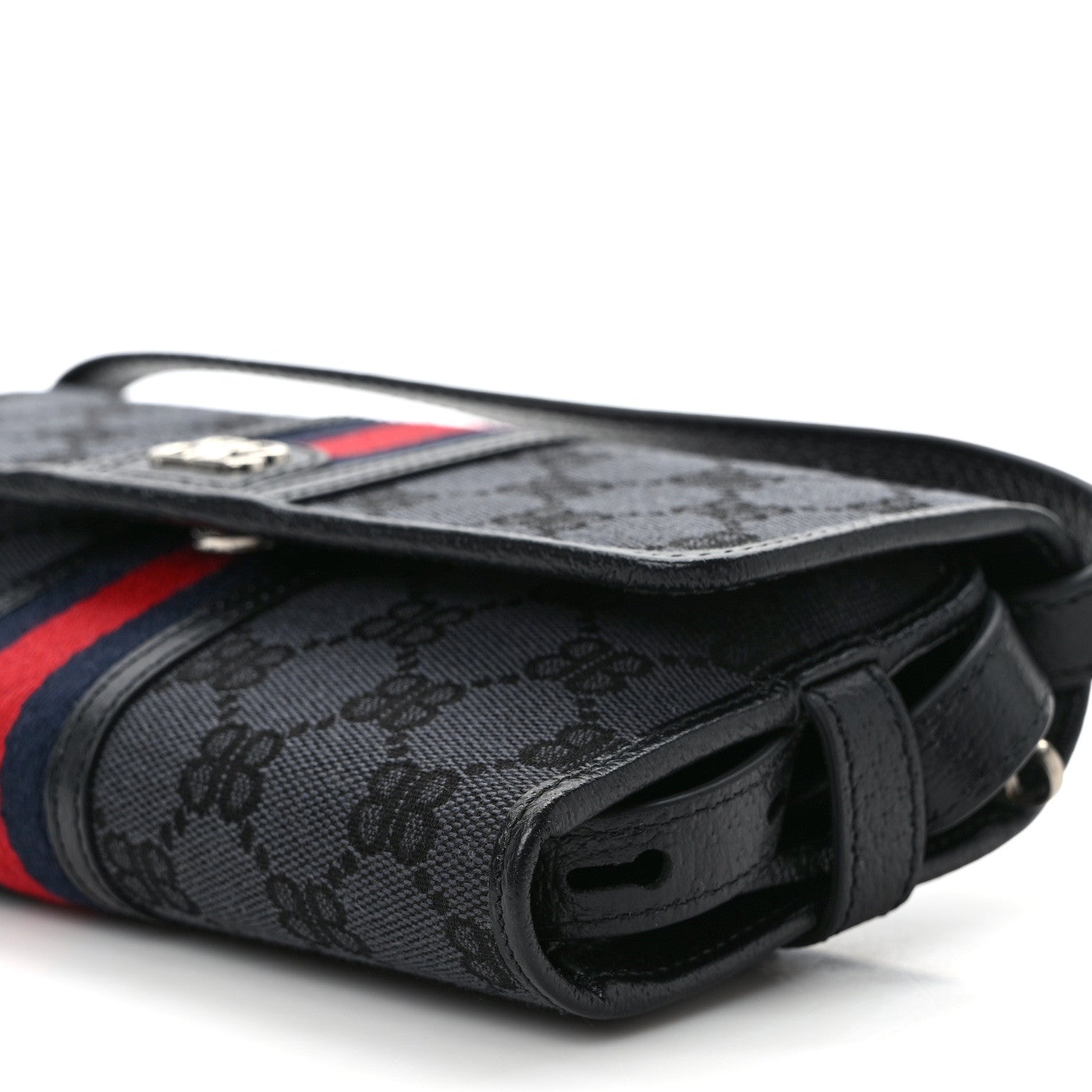 Gucci X BALENCIAGA BB Monogram Web Ophidia Crossbody Wallet Black 8 of 8