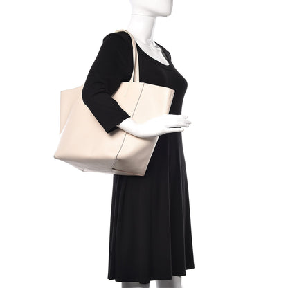 Celine Grained Calfskin Medium Horizontal Cabas Phantom White 2 of 13
