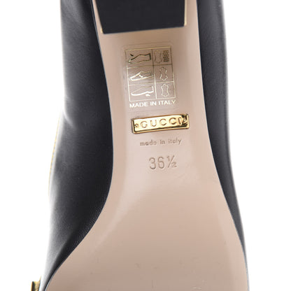 Gucci Malaga Kid Nappa GG Supreme Monogram Tiger Head Mid Heel Loafer Pumps 36.5 Black Oro Vecchio Beige 7 of 8