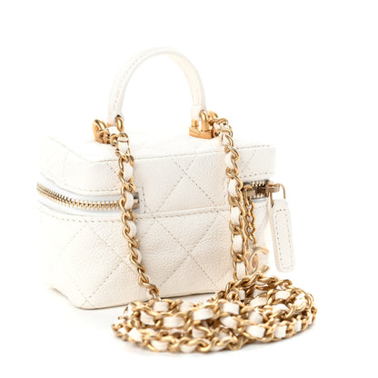 Chanel Caviar Quilted Mini Top Handle Vanity With Chain White 3 of 10