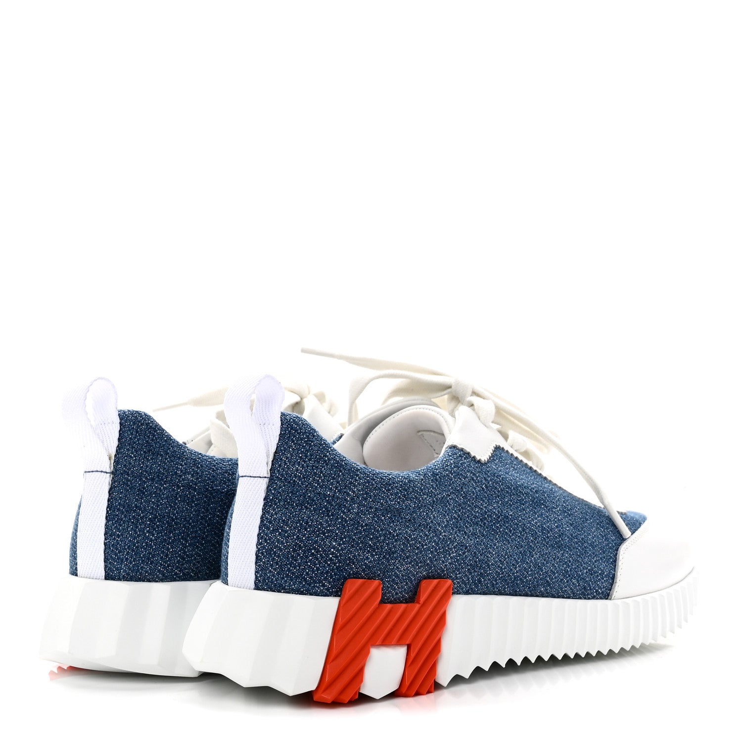Hermes Denim Suede Goatskin Bouncing Sneakers 37 Bleu Clair White 5 of 9