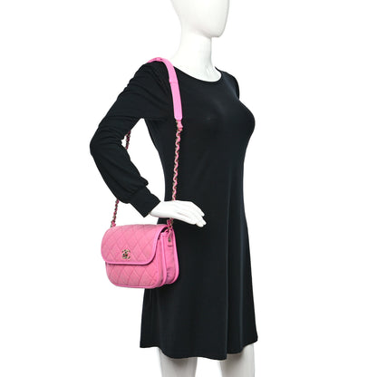 Chanel Denim Quilted Small Messenger Flap Neon Pink 2 of 12