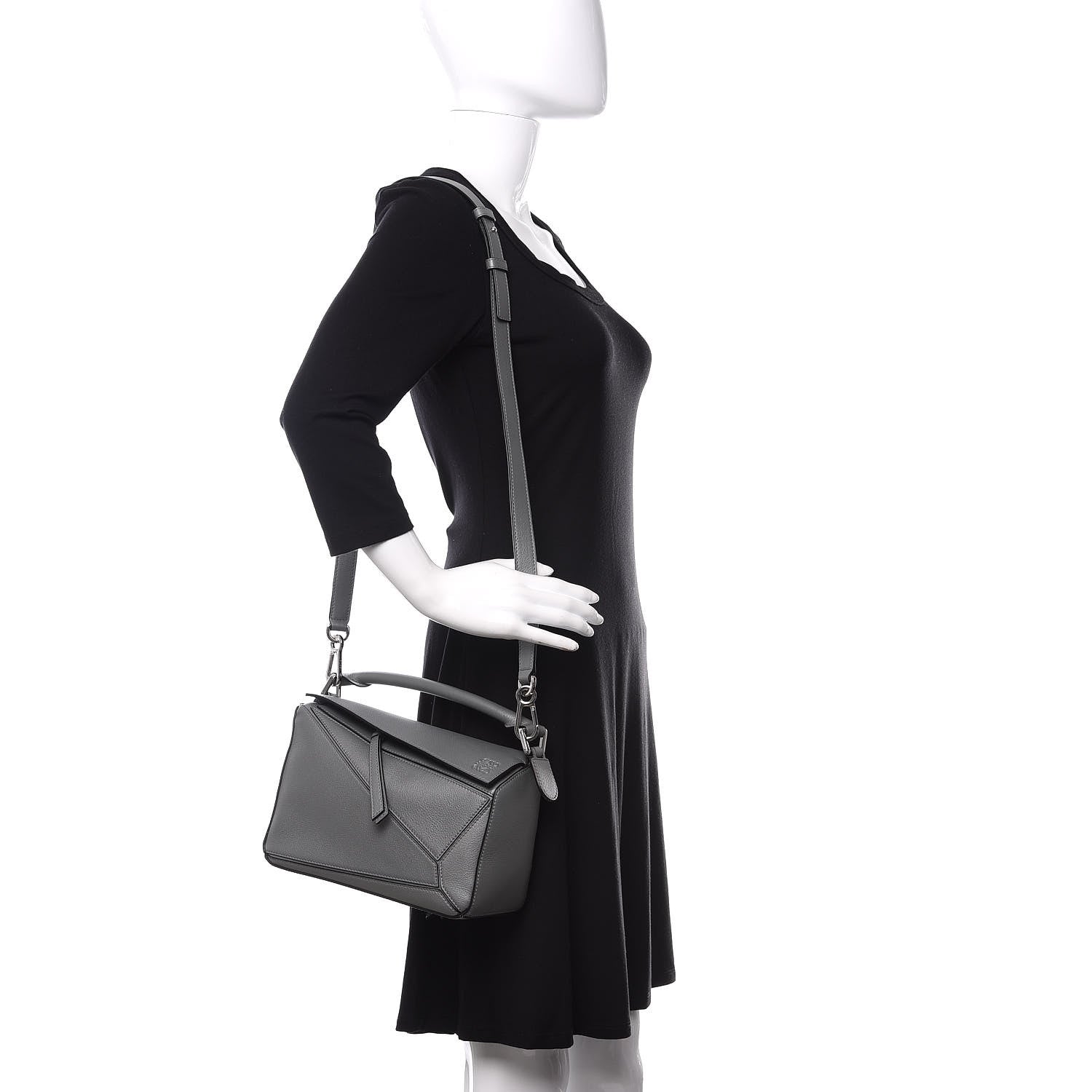 Loewe Calfskin Small Puzzle Bag Gunmetal 2 of 9