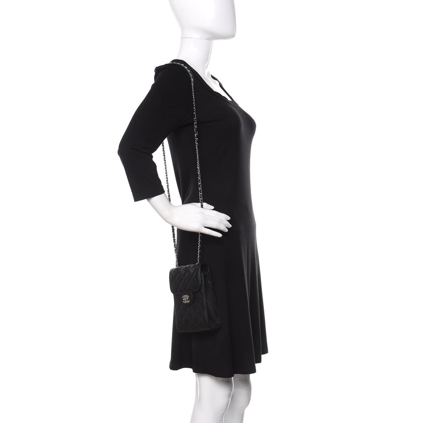 Caviar Quilted Classic Phone Holder Black