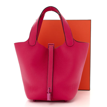 Hermes Taurillon Clemence Monochrome Picotin Lock 18 PM Rose Mexico 11 of 11