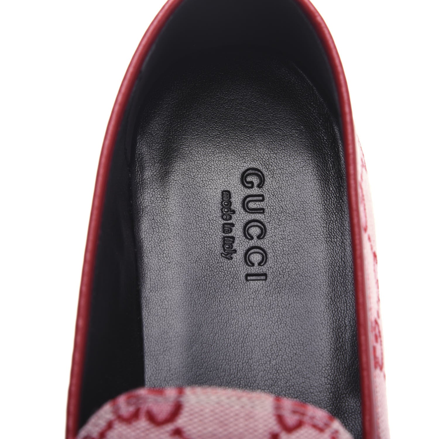 Gucci Canvas GG Monogram Horsebit Womens Jordaan Loafers 38 Gardenia Hibiscus Red 9 of 12