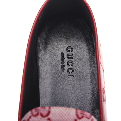 Gucci Canvas GG Monogram Horsebit Womens Jordaan Loafers 38 Gardenia Hibiscus Red 9 of 12