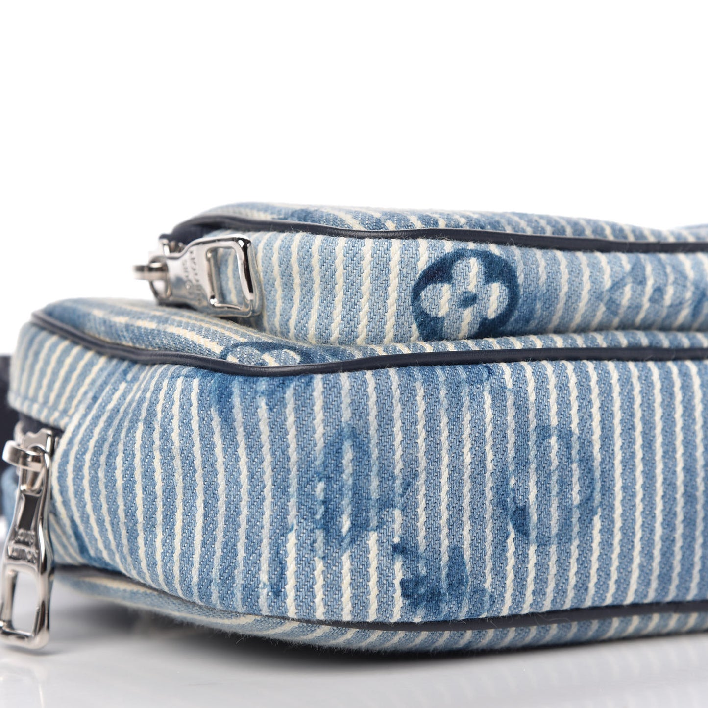 Hickory Stripes Denim Monogram Watercolor Outdoor Pouch Blue