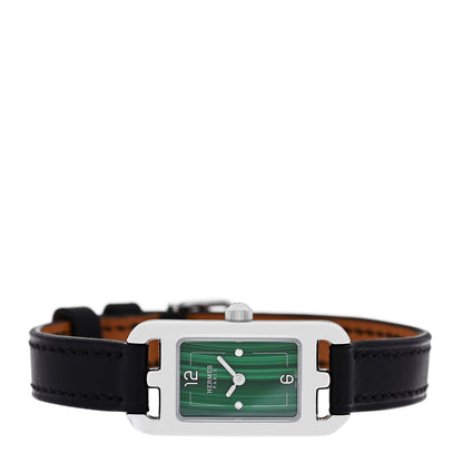 Hermes Stainless Steel Barenia Diamond Malachite 17mm Nantucket Quartz Watch Noir 2 of 5