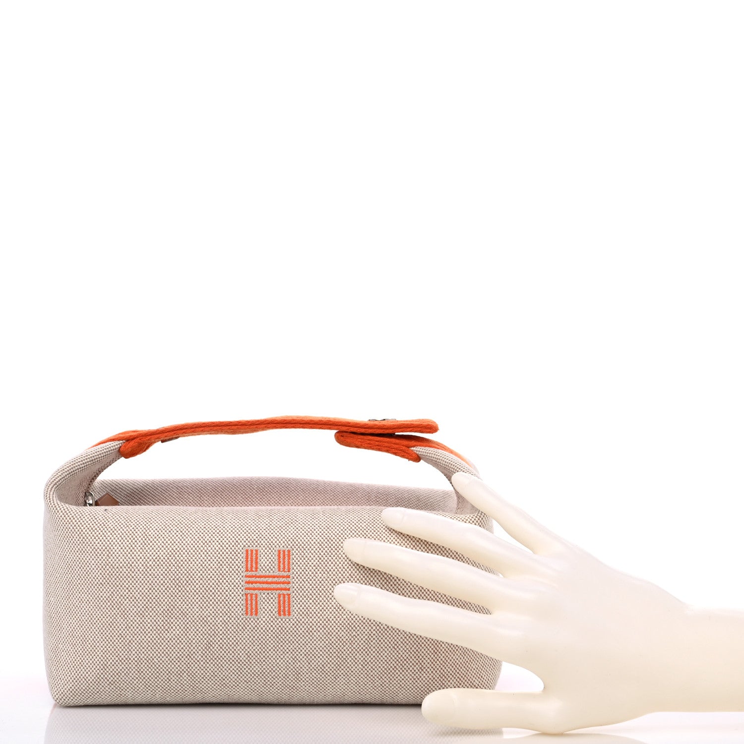 Hermes Canvas Small Bride-A-Brac Pouch Natural Orange 2 of 8
