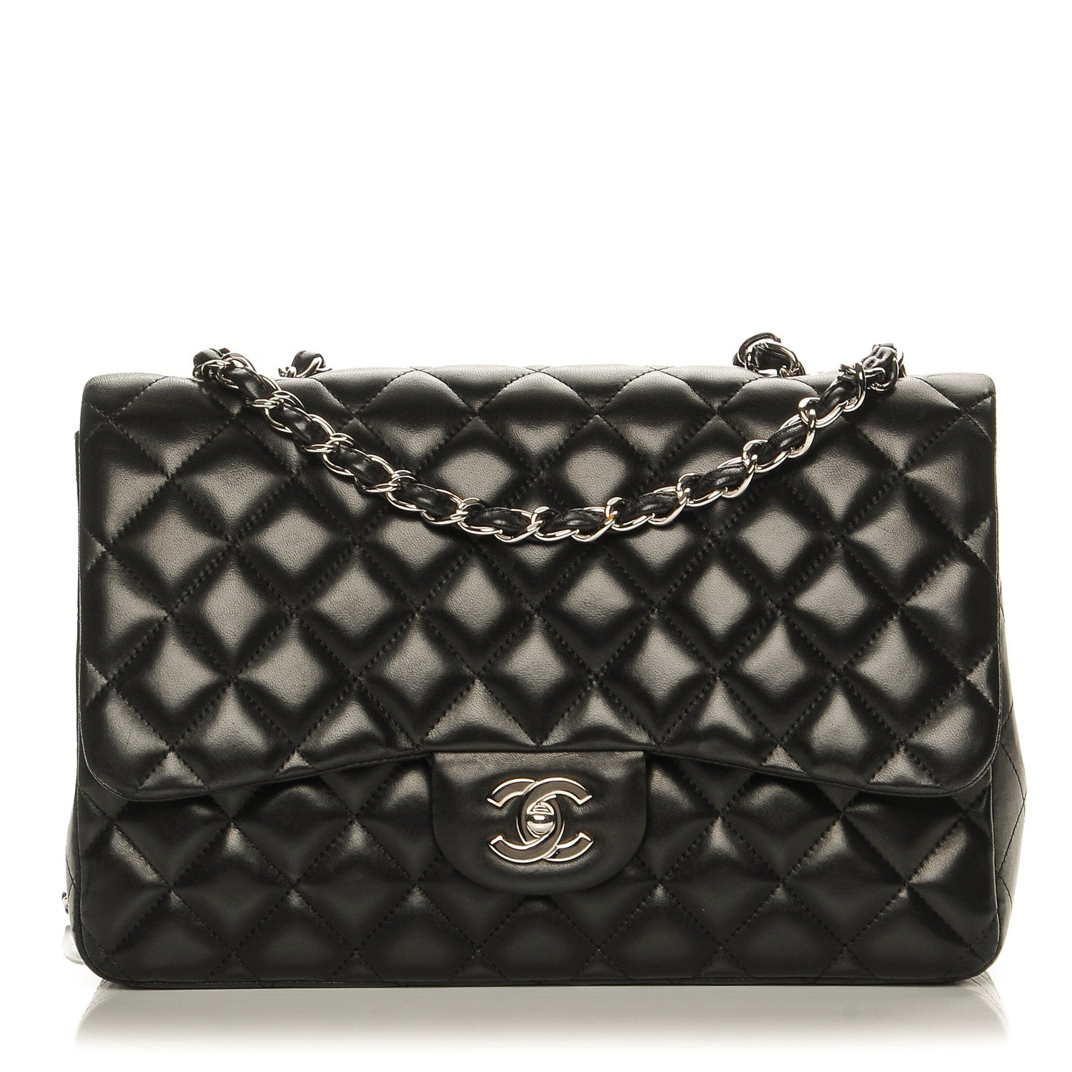 Chanel Lambskin Quilted Jumbo Single Flap Black 1 of 8