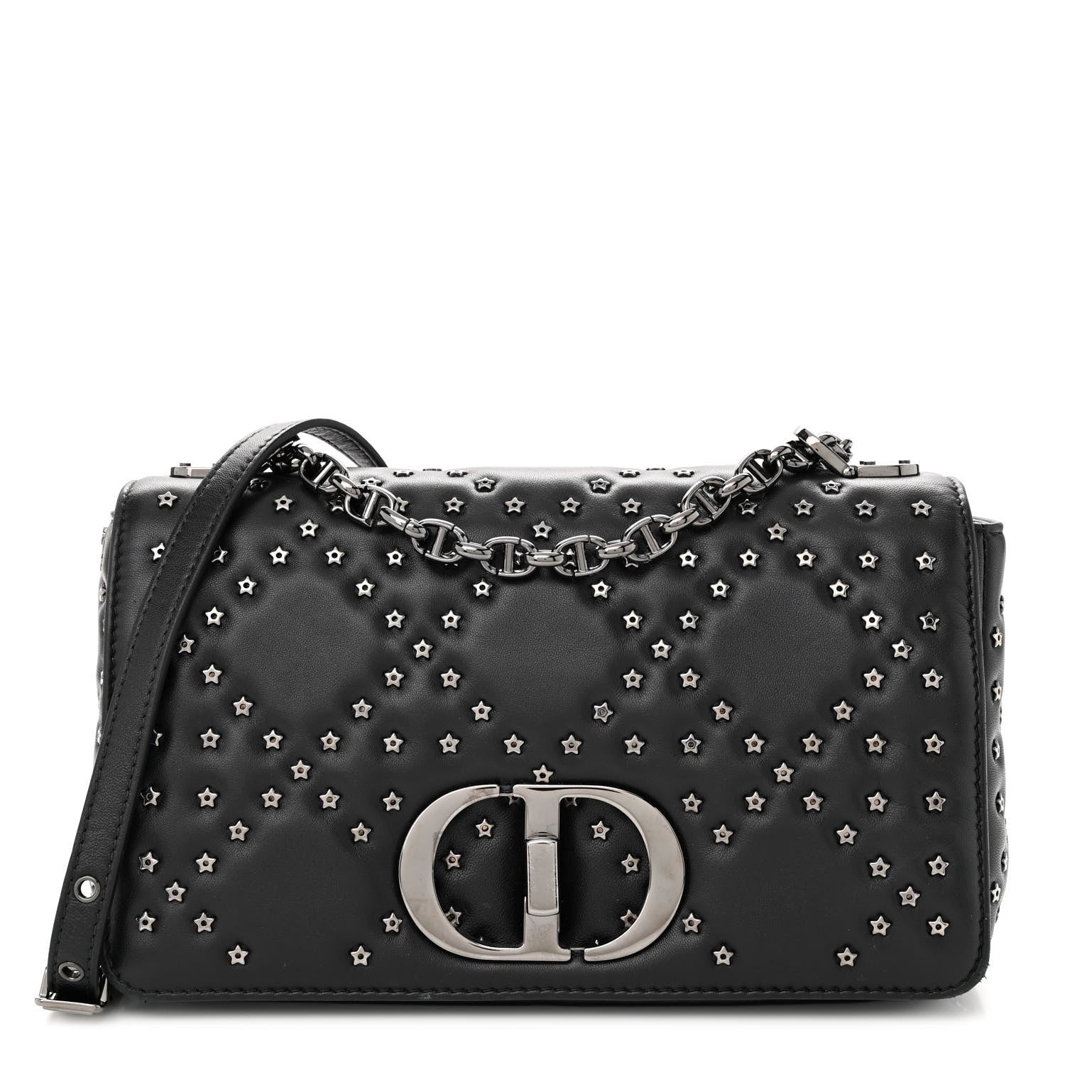 Christian Dior Calfskin Lucky Star Macrocannage Medium Caro Bag Black 1 of 11